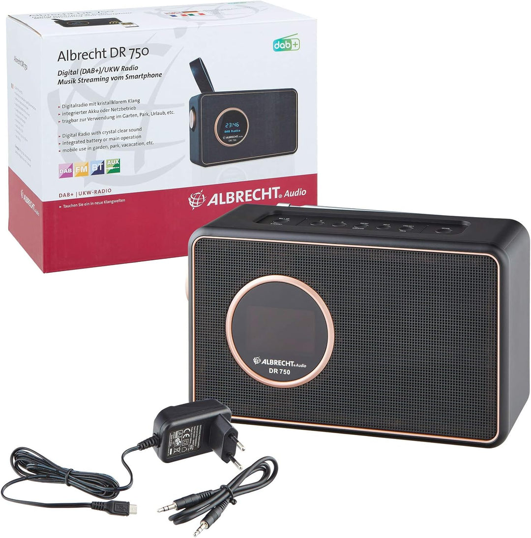 Albrecht DR750 DAB+/UKW Henkelradio, 27750, tragbares Digitalradio mit kristallklarem Klang mit inte