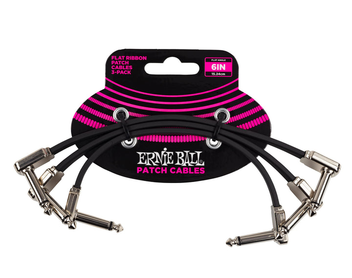 Ernie Ball Flachband-Patchkabel, 3er-Pack, 15,24 cm Schwarz 15 cm 3 Stück, Schwarz 15 cm 3 Stück