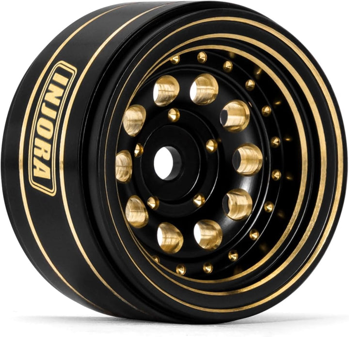 INJORA 1.0" Beadlock Felgen Schwarz Beschichtet Messing Felgen für 1/24 1/18 RC Crawler Car Axial SC