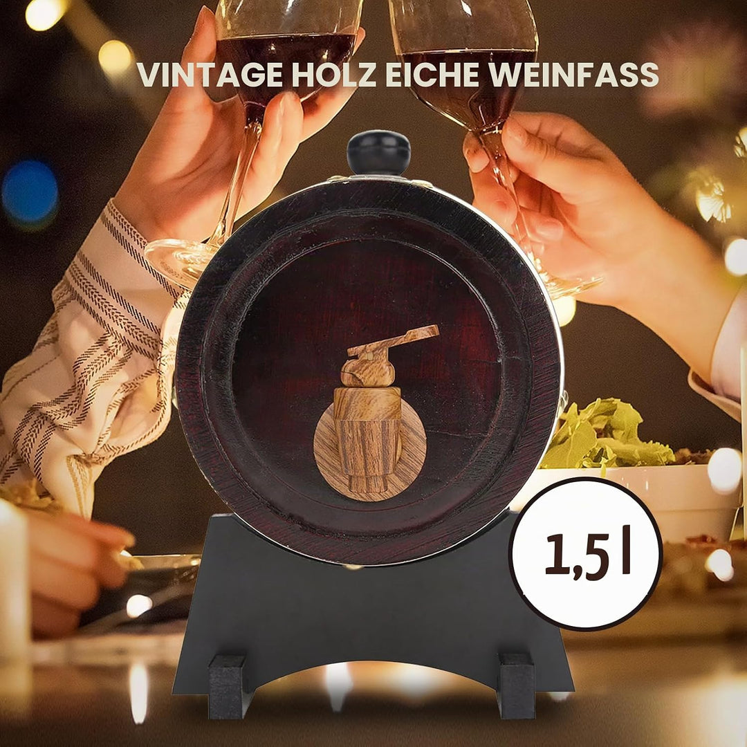 1,5L/ 3L/ 5L/ 10L Holzfass Bierfrässer Weinfass mit Zapfhahn, Stopfen und Holzbock, Heimbrauen Bierb