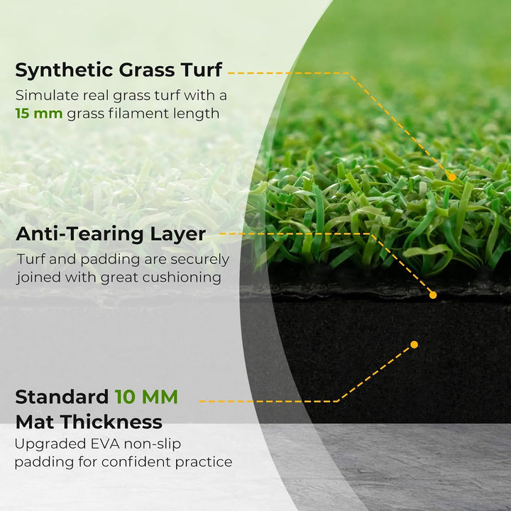 LIFEZEAL Golf Übungsmatte, Abschlagmatte Golf mit 6 Abschlagpositionen, Outdoor Sports Golf Training