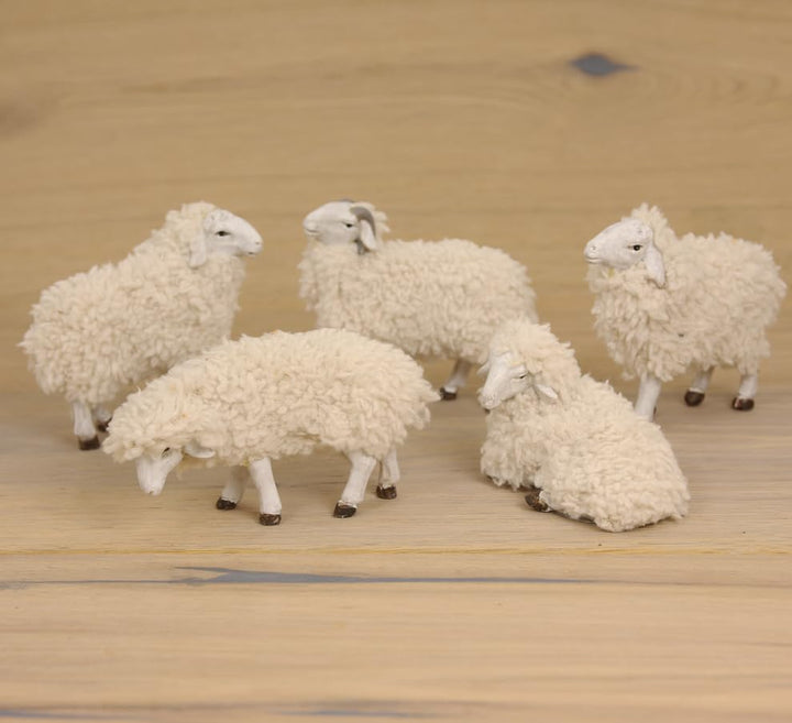FADEDA 5X Wollschafe/Höhe:6 cm/handbemalt/detailgetreue Krippen Figuren - Weihnachten Tisch Dekorati