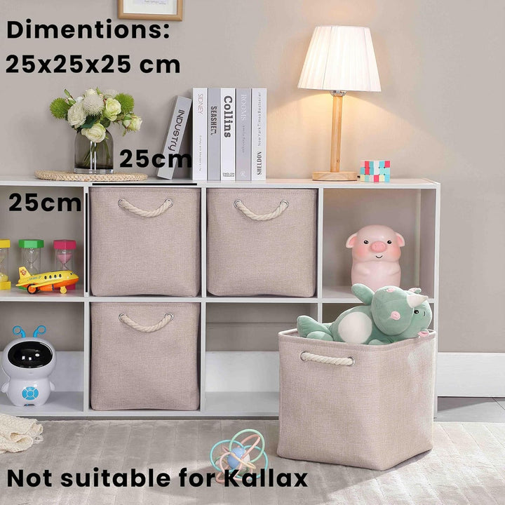 Mangata Aufbewahrungsbox Stoff 25x25x25 cm, aufbewahrungskorb Helles Khaki, Korbe Stoff in Würfel fü