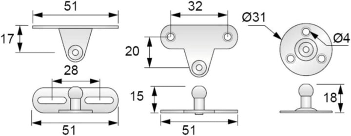Dämpfer Gasdruckdämpfer Gasfeder Gasdruckfeder Kompressionsfeder Mini Kurz (4, 60N) 4 60N, 4 60N