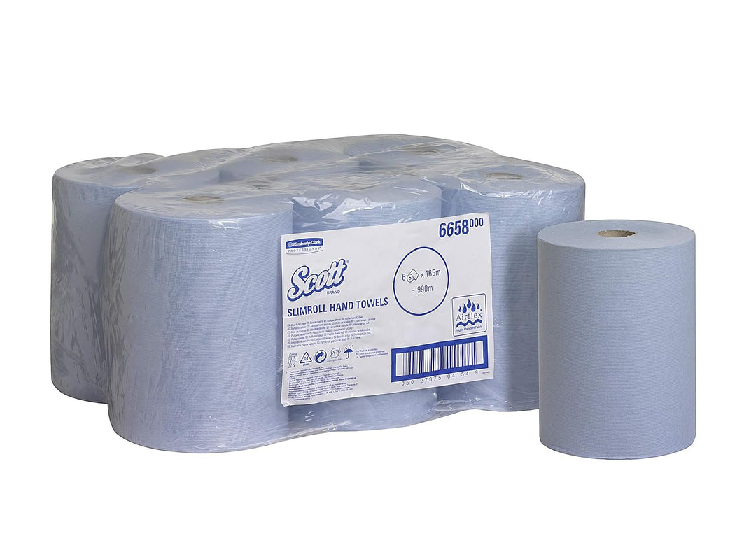 Scott 6658, Slimroll Handtücher, 1-lagig, Blau, 6 Rollen x 165 m, Gross 6x165m/ 990m blau, 6x165m/ 9