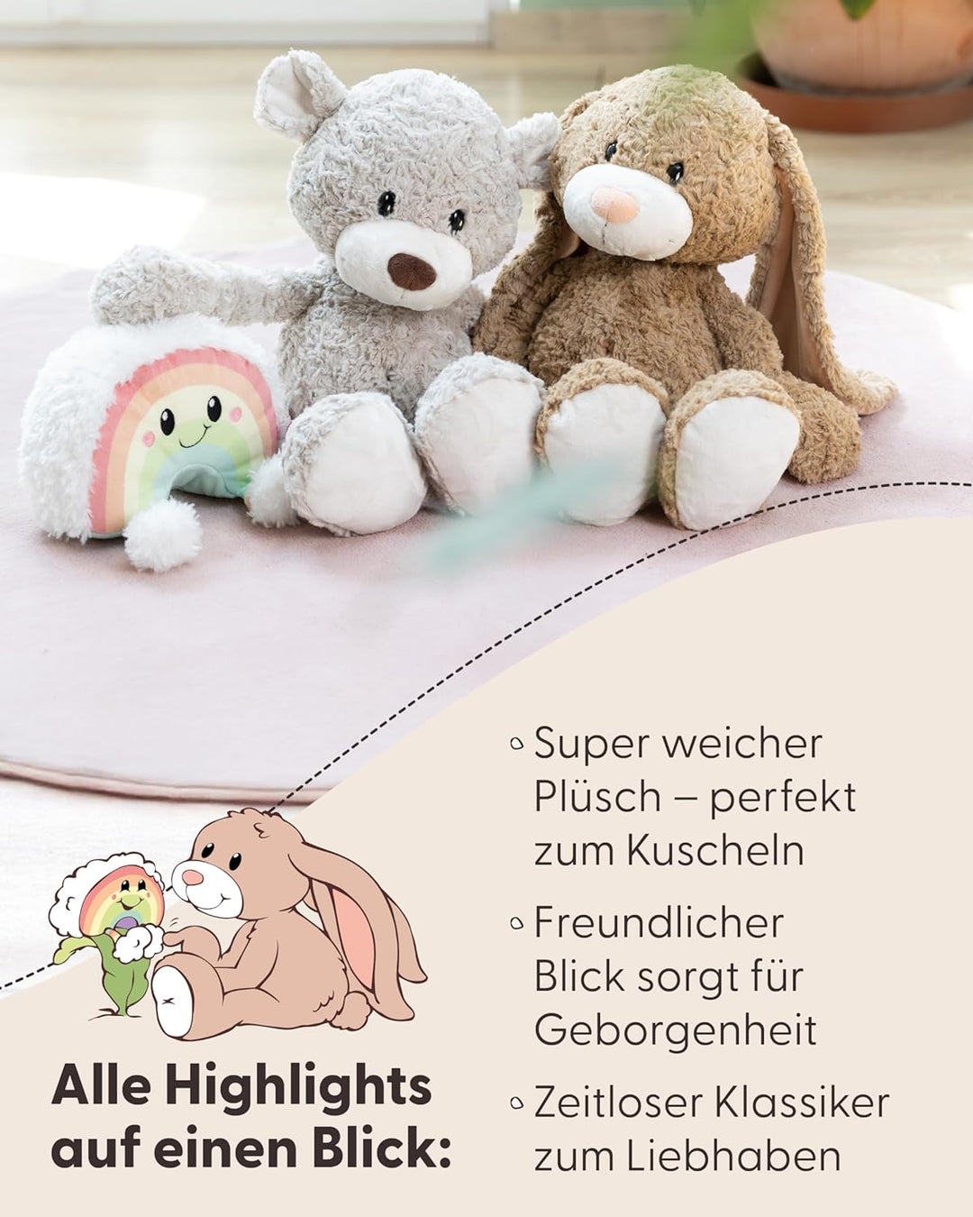 NICI Kuscheltier Bär Finni 35cm - grau - Weiches Plüschtier – niedliches Stofftier zum Kuscheln & Sp