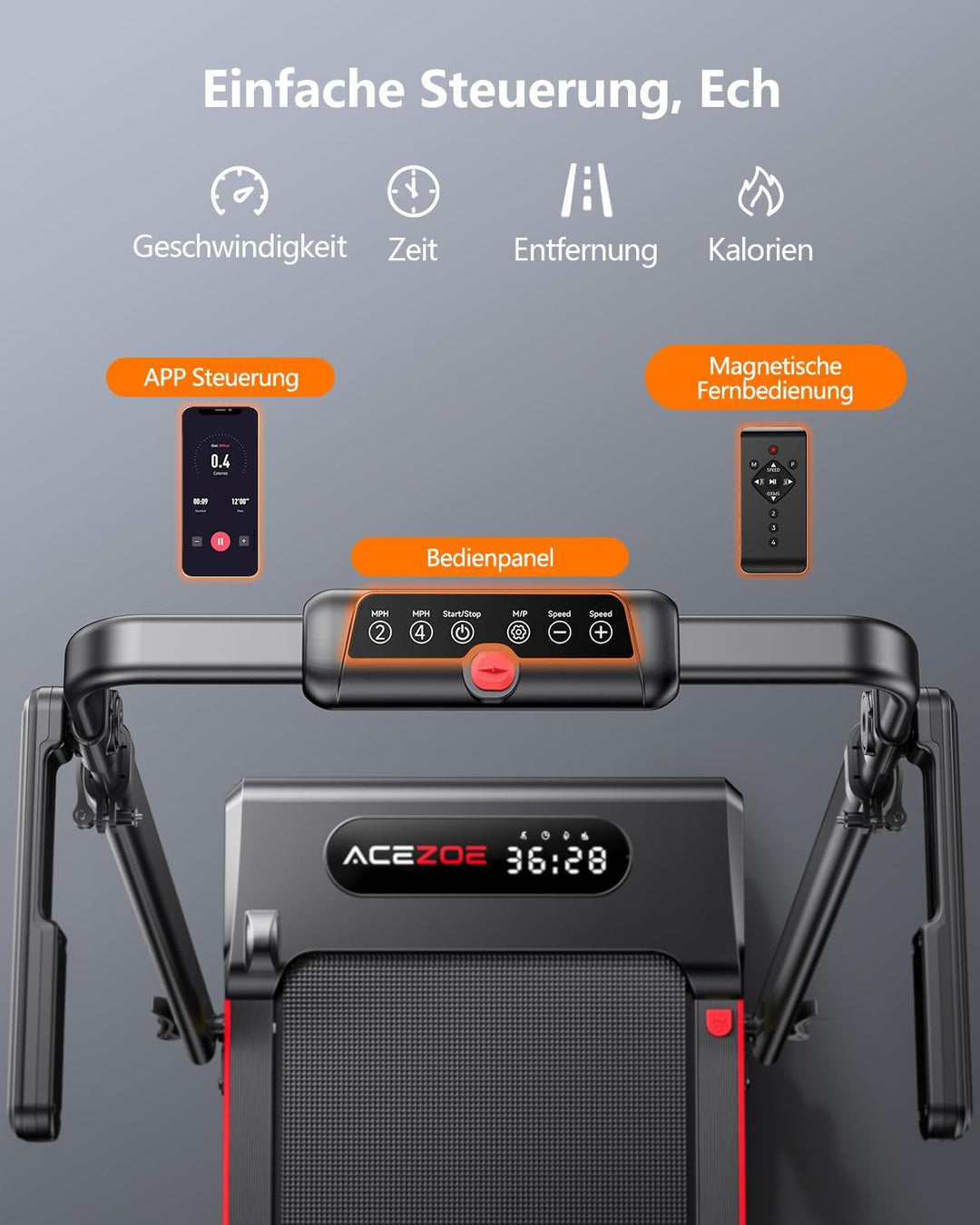 Laufband für Zuhause,6 in 1 Walking Pad mit Steigung bis 10%, 12km/h Klappbar Laufband mit LED-Anzei