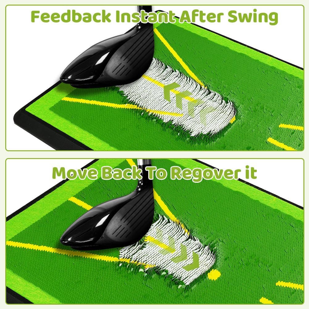 Flintronic 2 Teilig Golfmatte, Austauschbar Übungsmatte mit Rutschfester Gummiunterlage für Schwungb