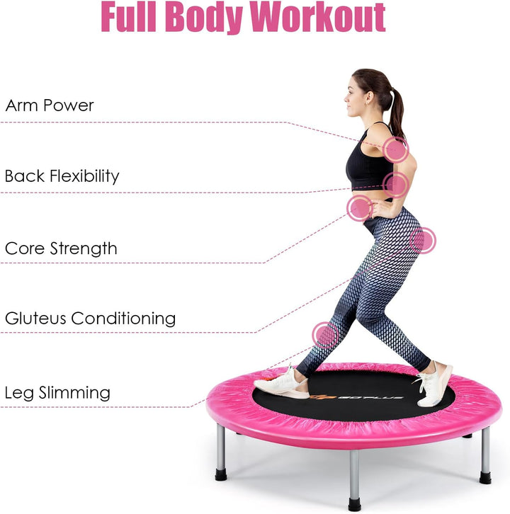 LIFEZEAL Faltbares Fitness-Trampolin Ø 97 cm, Mini-Trainingstrampolin mit Federn, robuster Stahlrahm
