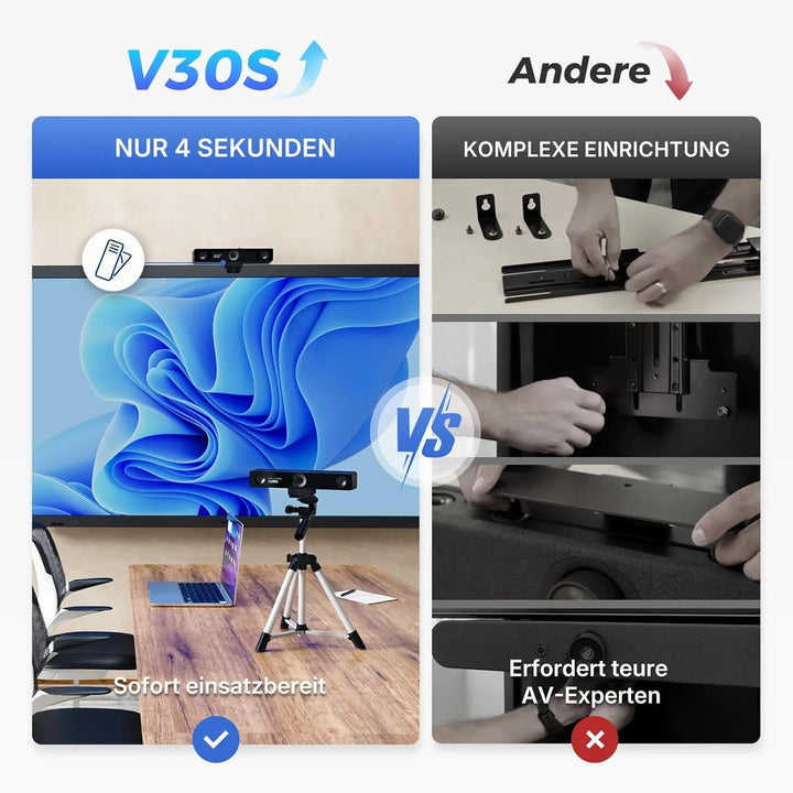 NEARITY V30S 4K Videokonferenzkamera mit Mikrofon, 120°-Sichtfeld/3-facher Digitalzoom, All-in-One-K