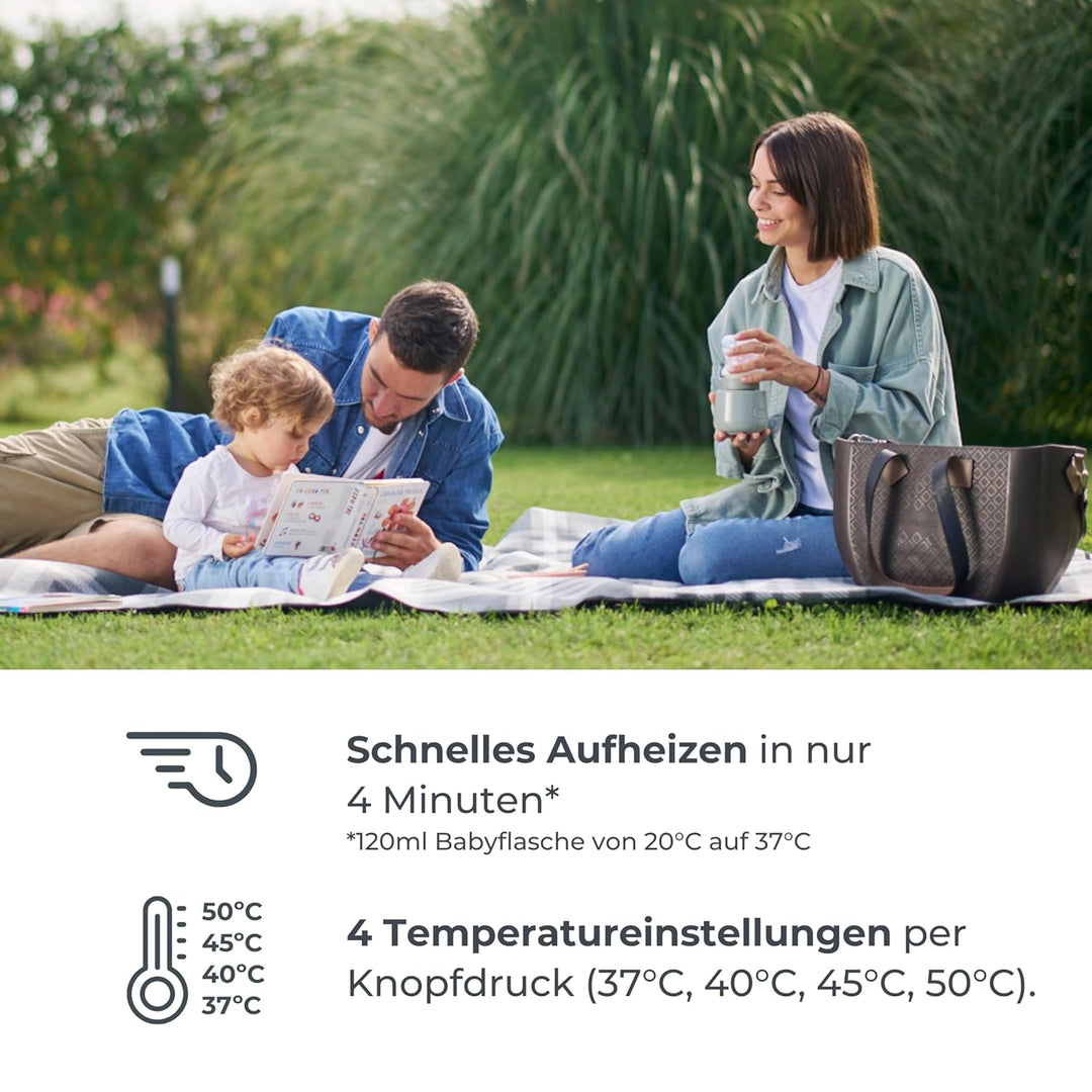 Nuvita 1162 Universeller Tragbarer Babyflaschenwärmer - Schnelles Erhitzen & Wärmespeicherung, 4 Tem