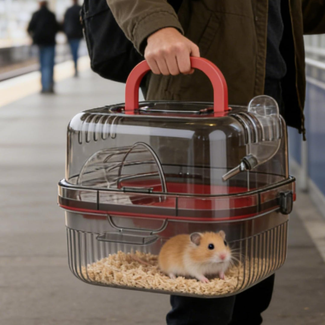 Hamster-Reisebox,Doppellagige, belüftete Transportbox - Kleintier-Reisekäfig für Kaninchen, Mäuse, M