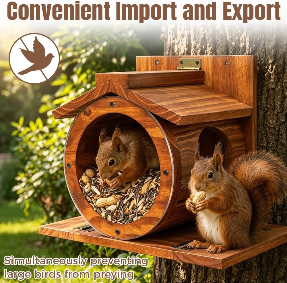 Eichhörnchen Futterhaus,33X17X24 cm Aufhängen Eichhörnchen Haus,Eichhörnchen Futterstationaus Holz m