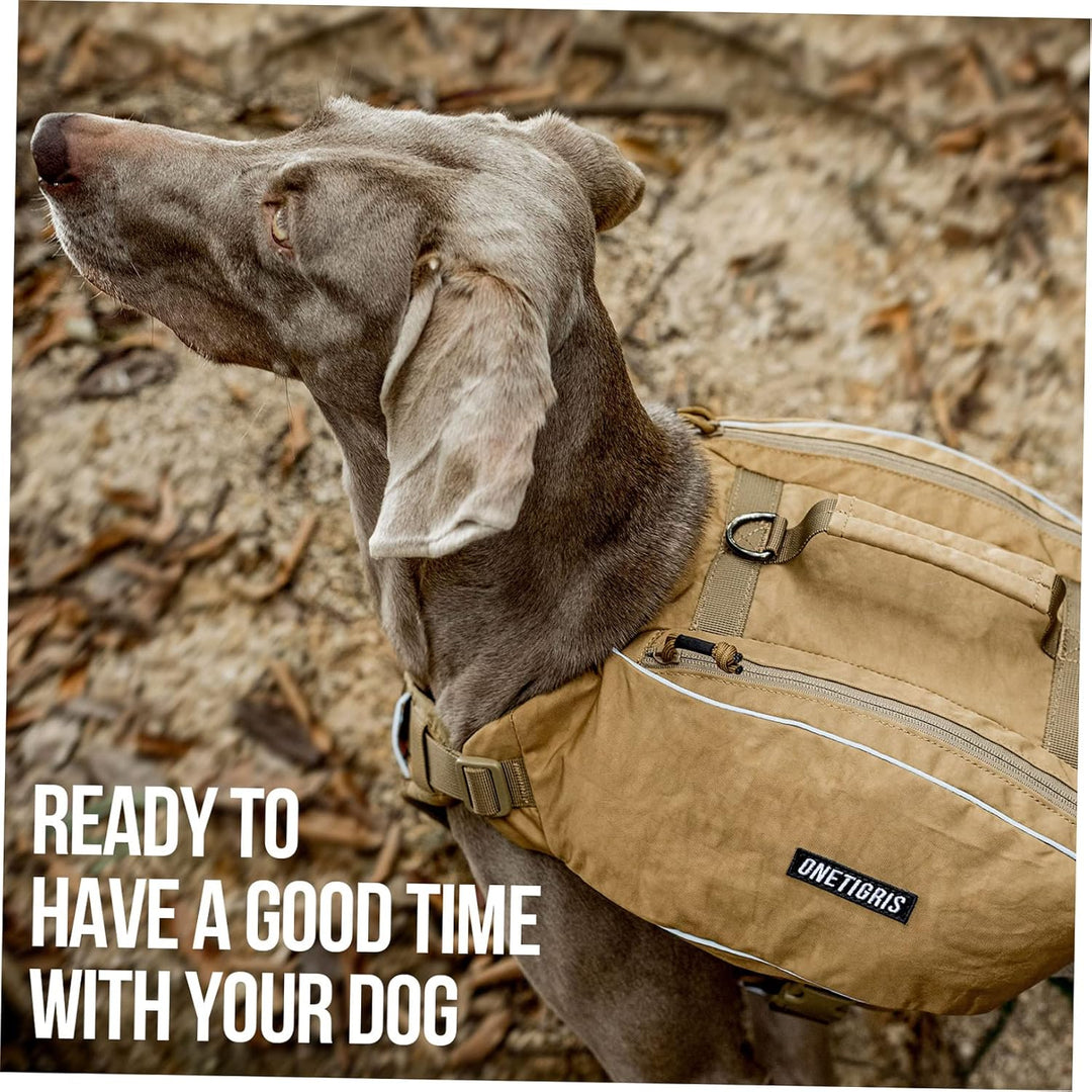 OneTigris CAMELUS Hunderucksack Reissen Camping Wandern Hundebackpack für M/L Grösse Hunde (L, Coyot