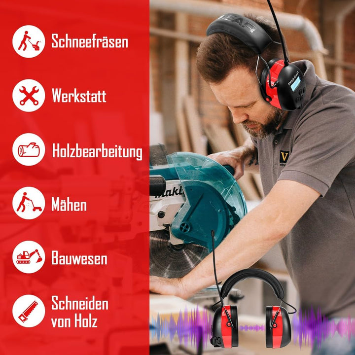 PROHEAR 033A (Upgraded) Gehörschutz mit Radio DAB +/Bluetooth/FM, Kopfhörer mit Radio mit Eingebaute