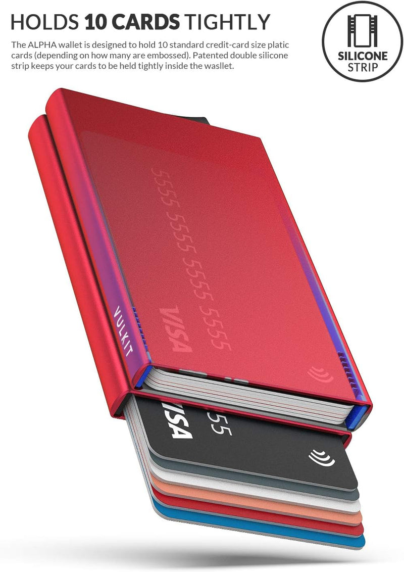 VULKIT Kartenetui Metall mit RFID NFC Schutz Karten Geldbörse Herren Geldbeutel Doppelt Karten Etui