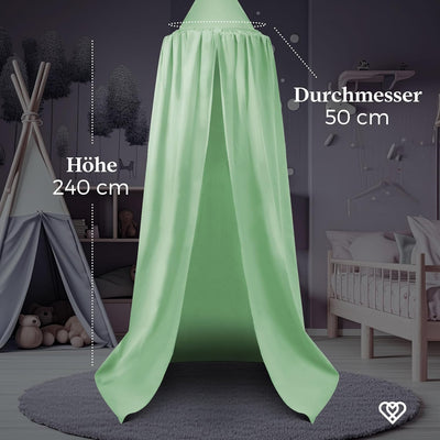lilime® Betthimmel Baldachin aus 100% Baumwolle, ⌀50cm, Länge 240cm, Moskitonetz, Kinderzimmer, Haus