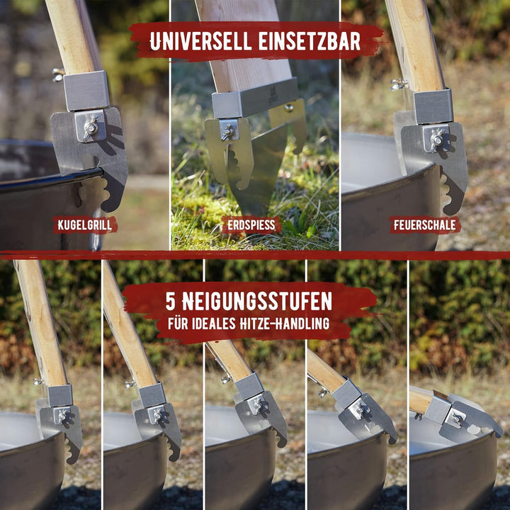 grillart® Premium Flammlachsbrett mit Halterung (Birkenholz) aus Edelstahl für herrlichen Flammlachs