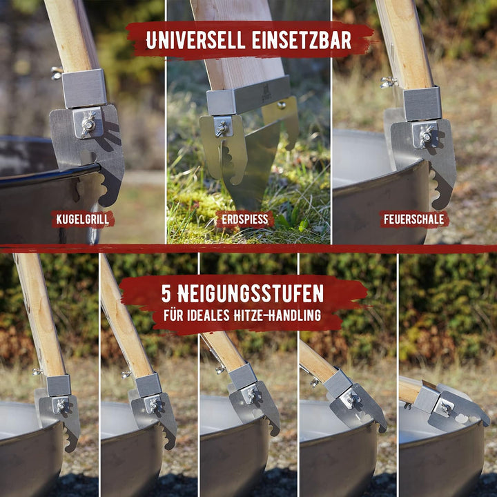 grillart® Premium Flammlachsbrett mit Halterung (Birkenholz) aus Edelstahl für herrlichen Flammlachs