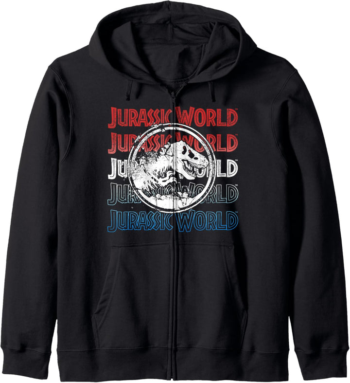 Jurassic World Two Red White And Blue Logo Repeat Kapuzenjacke