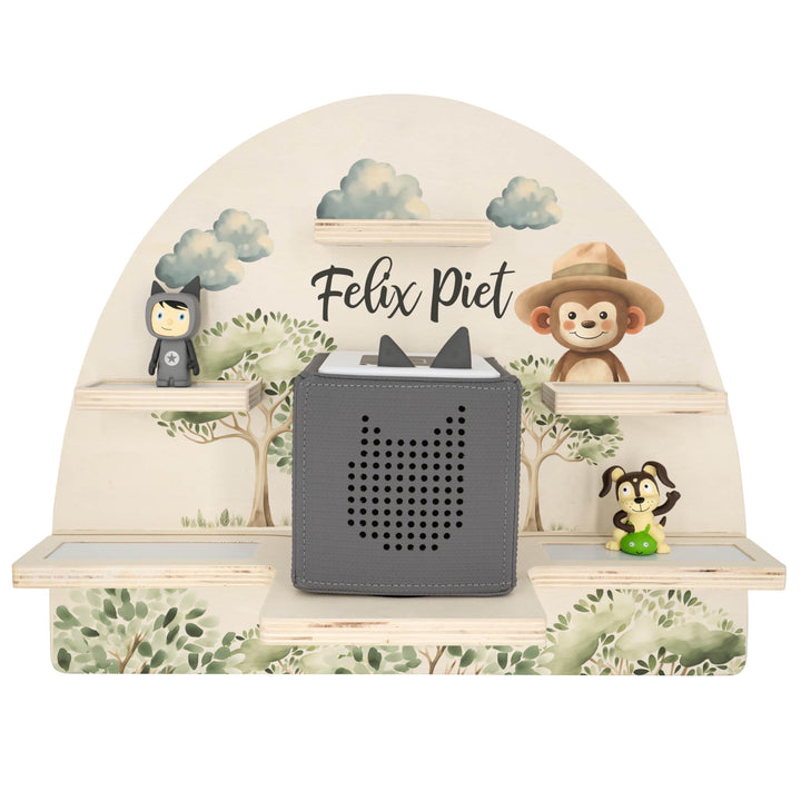 Geschenkfreude Personalisiertes Toniebox Regal für Kinderzimmer - Kinder Wandregal für Tonie Hörfigu
