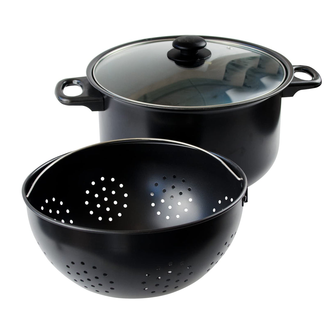 Olla Para Pasta con Escurridor | 24 CM de Diámetro | Tapa de Vidrio | Escurridor 360º | Para Todo Ti