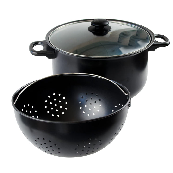 Olla Para Pasta con Escurridor | 24 CM de Diámetro | Tapa de Vidrio | Escurridor 360º | Para Todo Ti