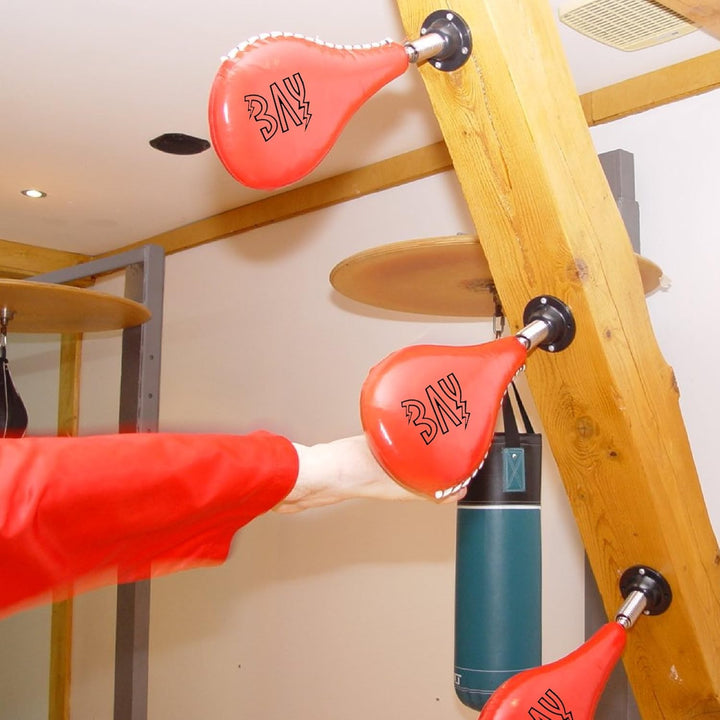 BAY® Fun Wand-Schlagpolster mit Feder, ROT - Schlagkissen, Boxbirne, Speedball, Doppel Single Mitt,