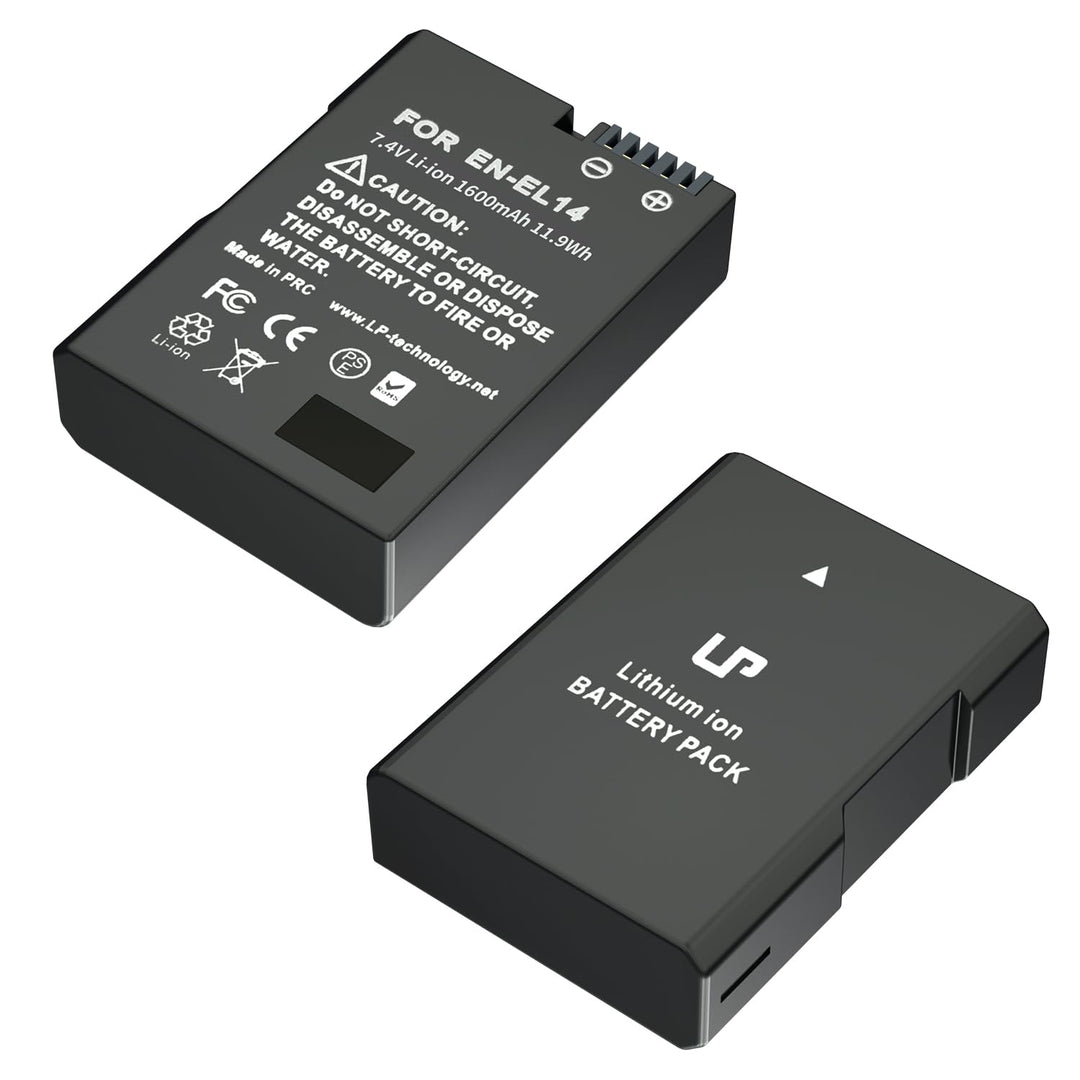 LP EN-EL14 Akku 2 Pack EN EL14a Ersatzakku kompatibel zu D3500, D5600, D3300, D5100, D5500, D3100, D
