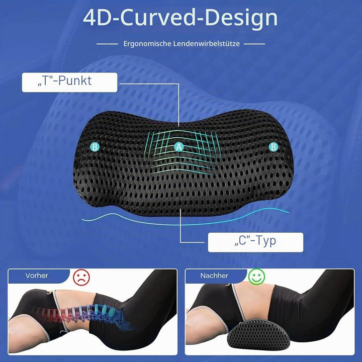 Ergonomisches Lendenwirbelstützkissen, Premium Memory Foam Rückenkissen für Bürostuhl, Auto &amp; Gaming