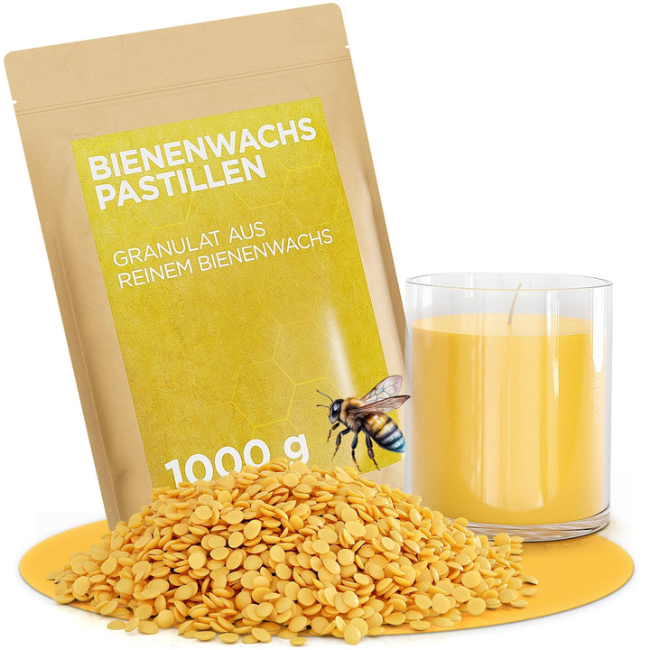 molinoRC 1kg Bienenwachs Pastillen [100% natürlich rein ohne Zusatz Anderer Wachse] - Premium Qualit