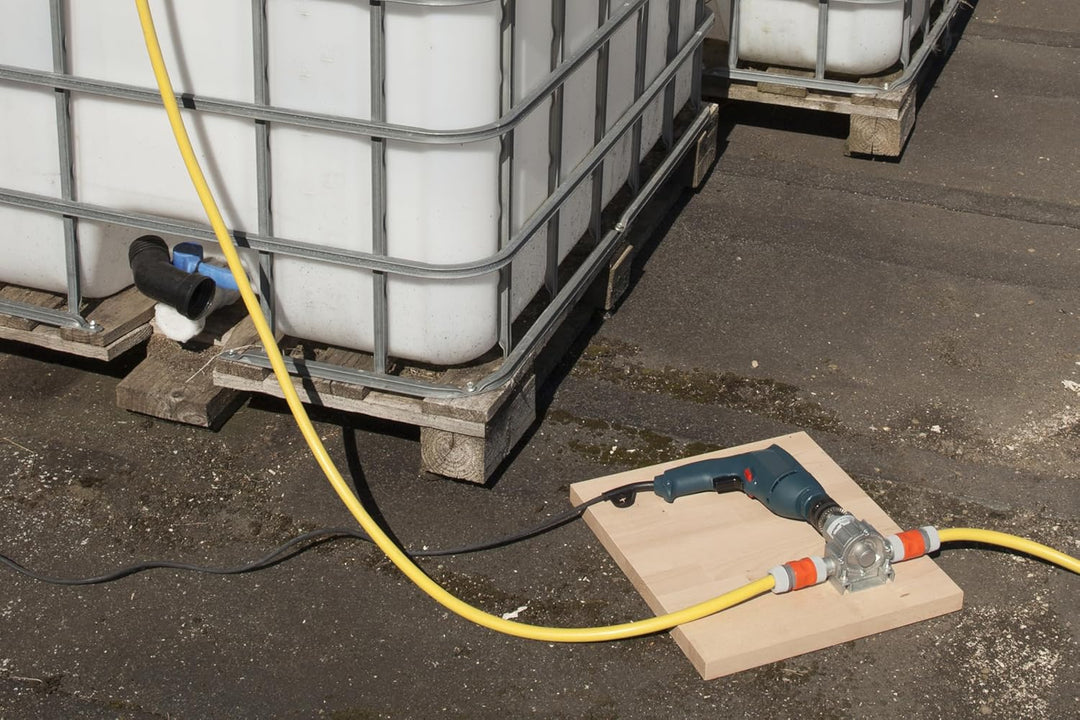 wolfcraft Bohrmaschinen Pumpe mit Metallgehäuse - Selbstansaugende Wasserpumpe mit bis zu 3000 l/h –
