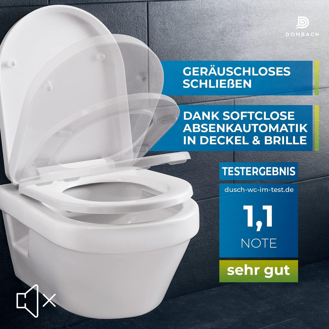 Premium Toilettendeckel mit Absenkautomatik Abnehmbar (Weiss) WC Sitz mit Absenkautomatik, Klodeckel