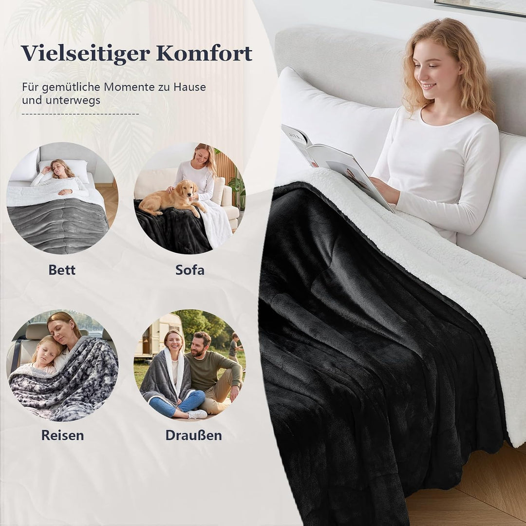 CHOSHOME Kuscheldecke Flauschig 220x240CM Kuscheldecke Warm Sherpa Decke Flauschige Decke Dicke Warm