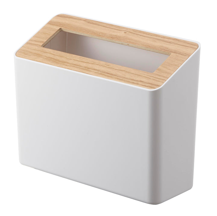 Yamazaki 5231 RIN Tischabfalleimer, weiss, ABS Harz/Holz, Minimalistisches Design, Weiss
