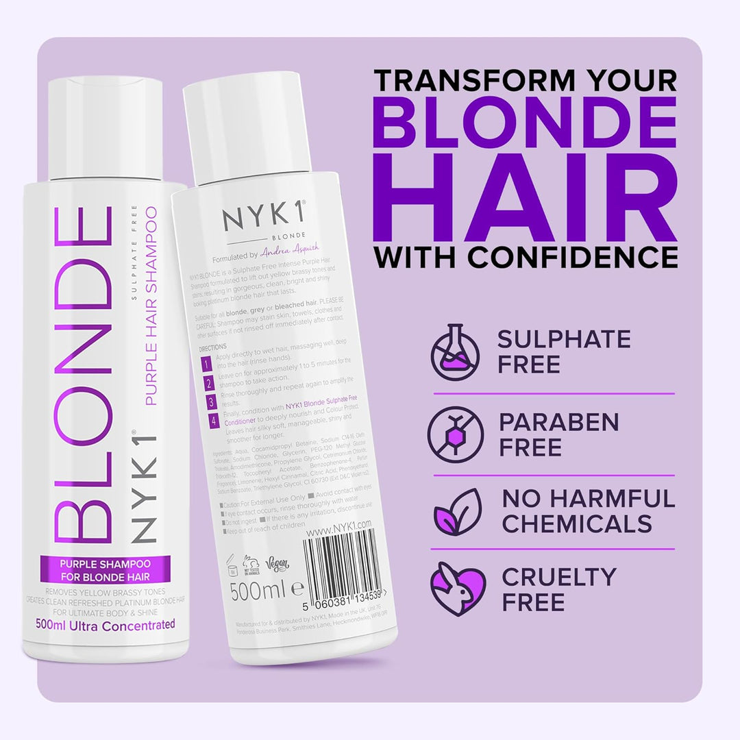 Blond Shampoo (500ml) Sulfatfreies Silbershampoo für Blondes Haar Graues Haar Gebleichtes Haar Blaue