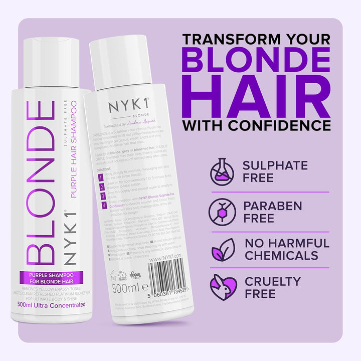 Blond Shampoo (500ml) Sulfatfreies Silbershampoo für Blondes Haar Graues Haar Gebleichtes Haar Blaue