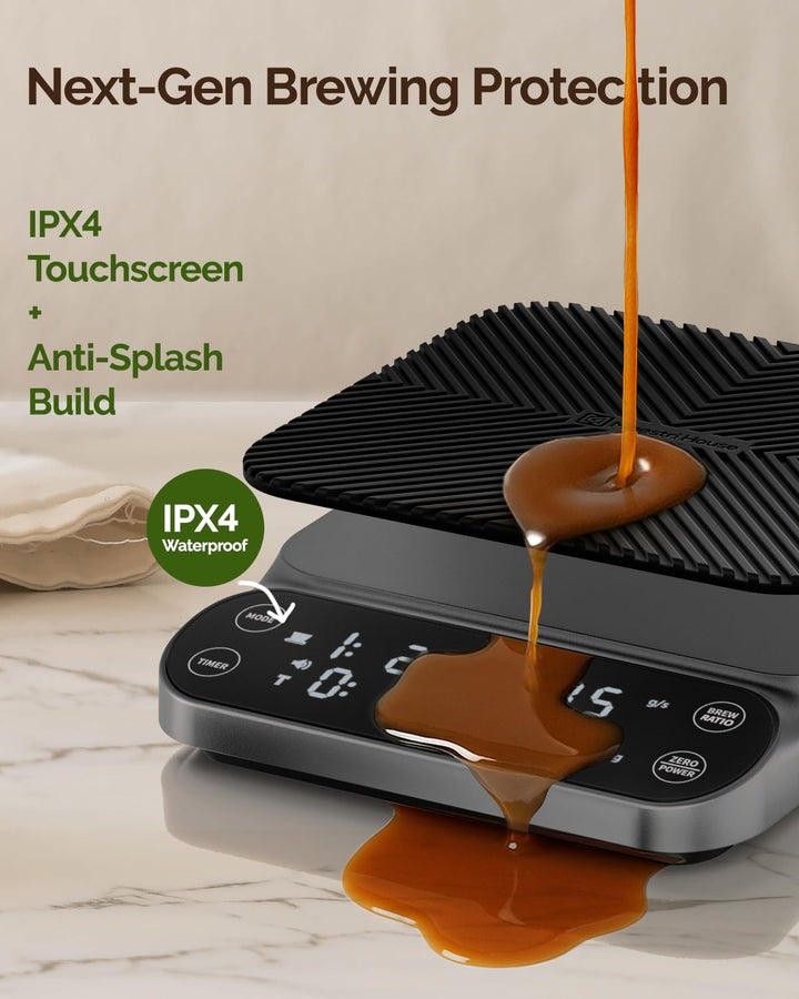 Maestri House S3 Kaffeewaage mit Timer, 3kg/0,1g Wiederaufladbar Digitale Espresso Waage, 3 Brühmodi