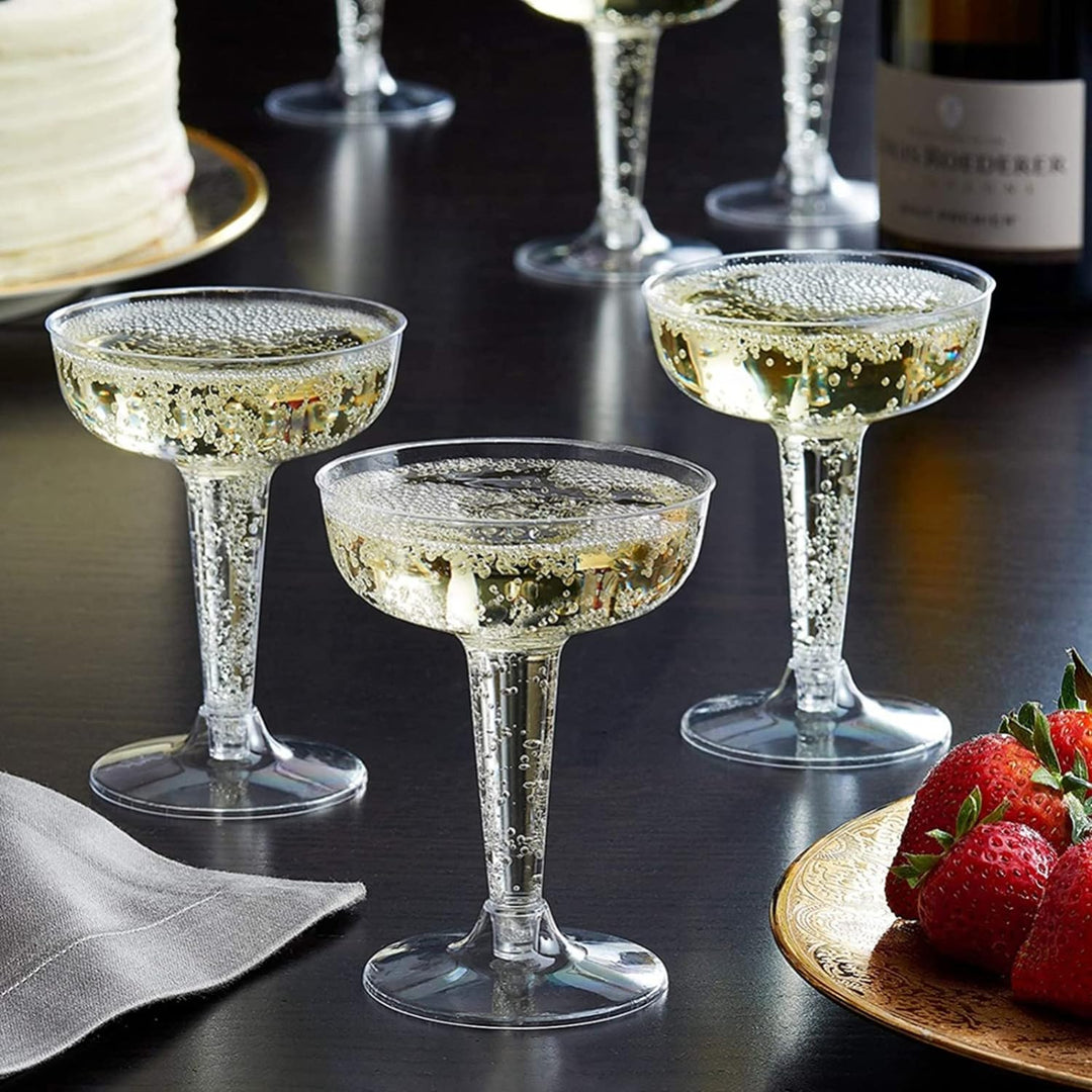Hacaroa 75 Stück Kunststoff Champagner Coupe, 120 ml Champagner Gläser Cocktail Gläser, Einweg Party