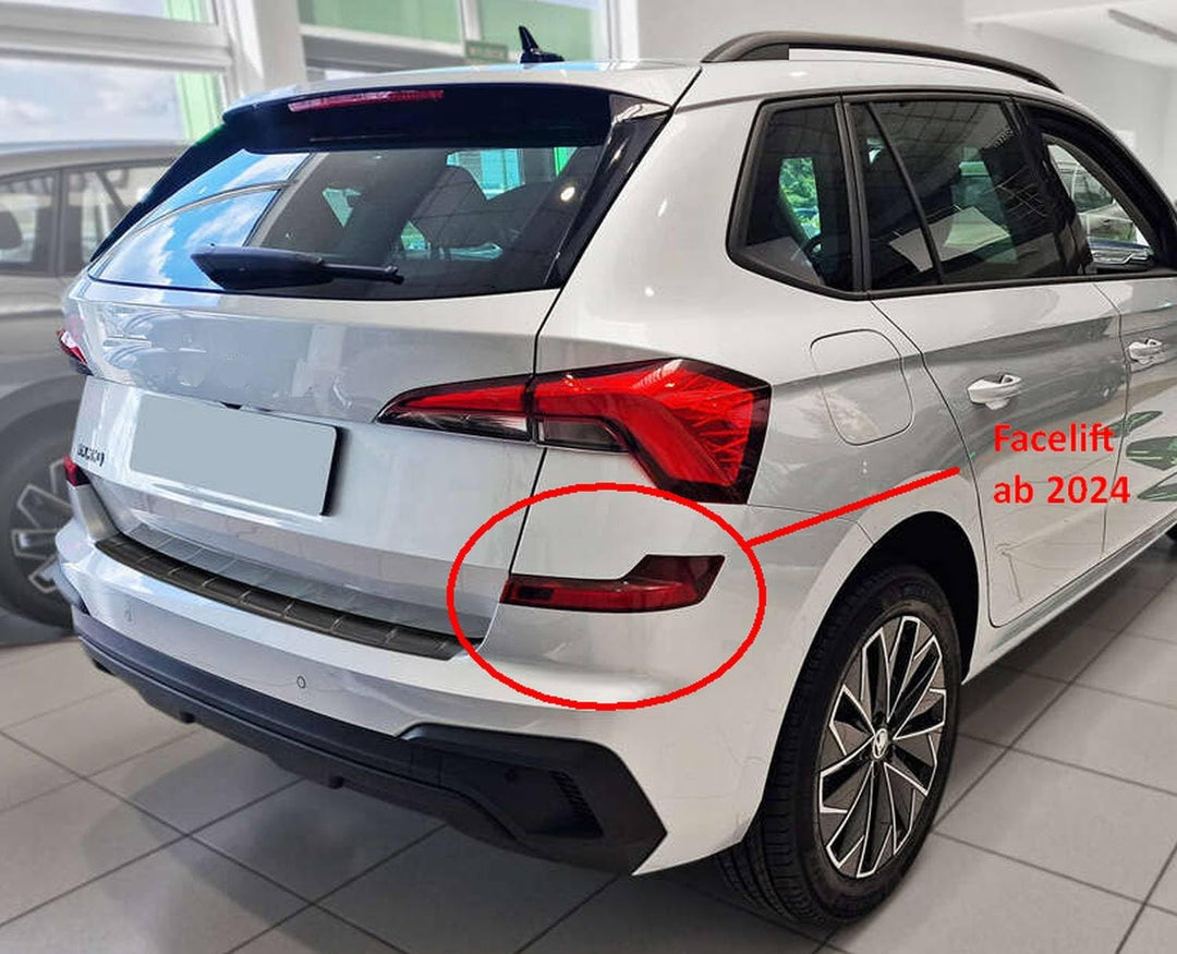 Ladekantenschutz aus Edelstahl in anthrazit mit 3D Abkantung passend für Skoda Kamiq ab 2024 (Faceli