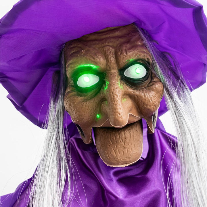 Halloween Hexe | Animierte Sprechende Hexen,Mit Soundaktivierung Und Leuchtenden Augen Gruseldekorat