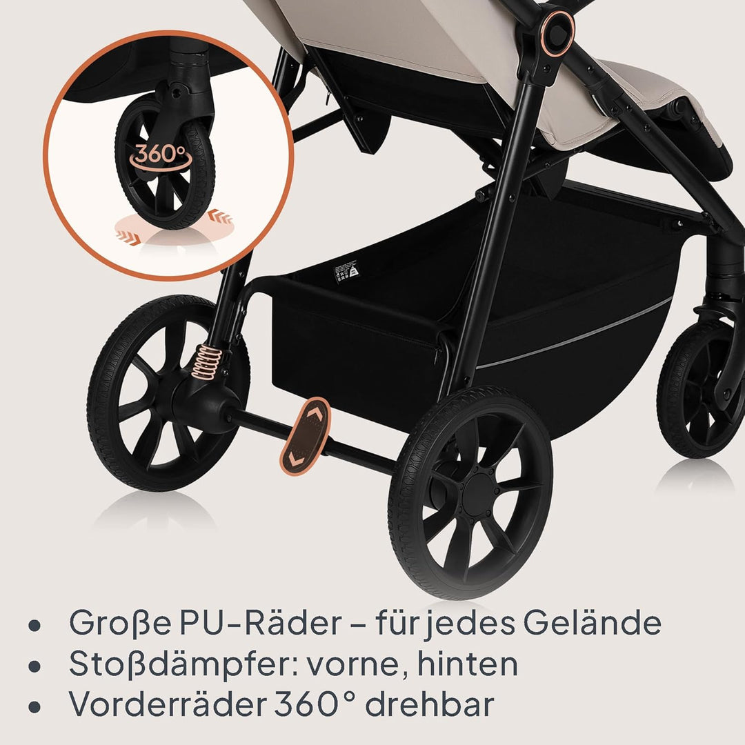 LIONELO IVA Buggy bis zu 22 kg von 6 Monaten bis 4 Jahre Schwenkbare 360° Räder Volle Stossdämpfung