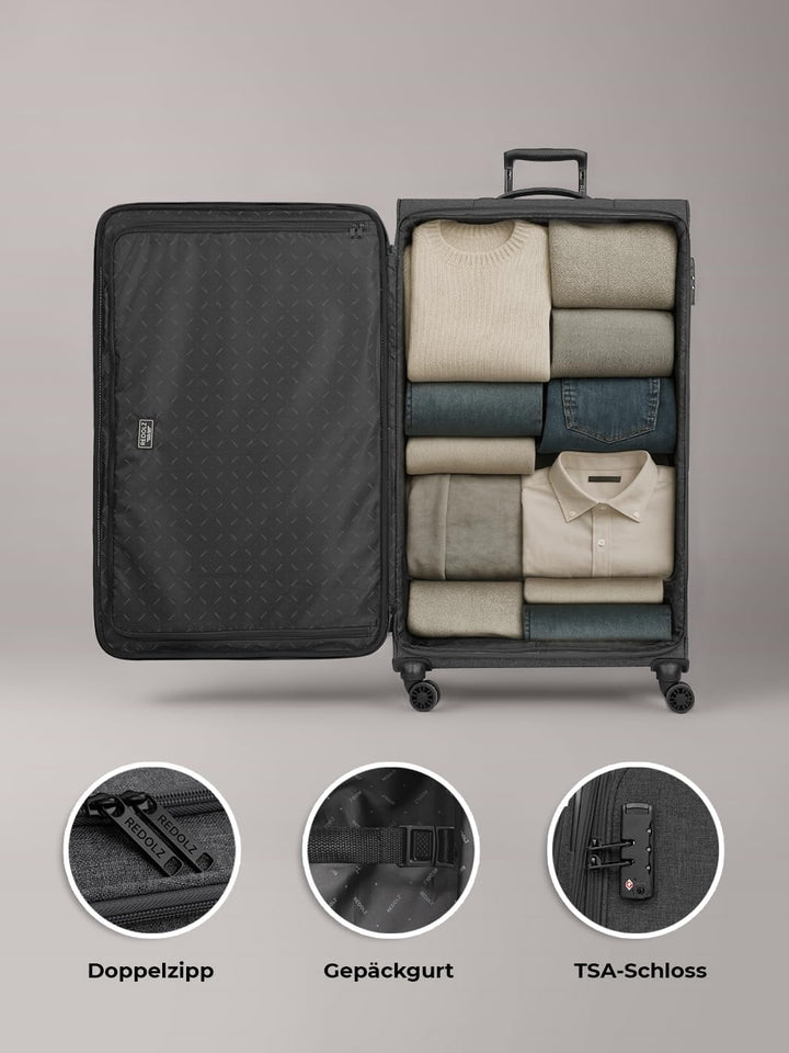 REDOLZ sehr grosser XL 4-Rollen Koffer 52 x 30 x 90 cm [Sondergrösse] Check-in Trolley mit TSA-Schlo