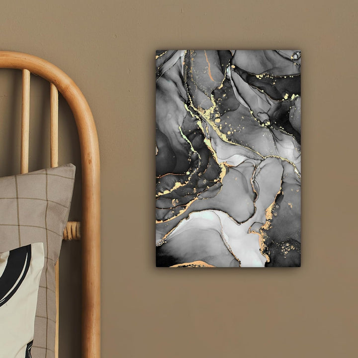 MuchoWow© Wandbilder Klein 20x30 cm Mini Schlafzimmer Home Goldene Deko Wohnung Bild Wohnzimmer Foto