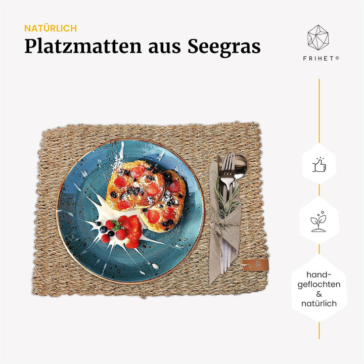 FRIHET Tischset eckig - Seegras geflochten (4er Set) Platzset 40x30cm, Natur Tischdeko, Tischsets Pl