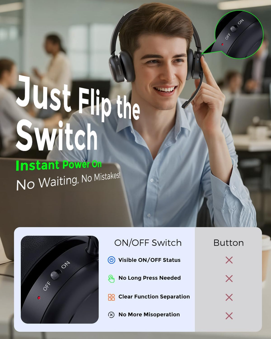 Bluetooth-Headset, Kabelloses Headset mit Mikrofon, Qualcomm Chipset Dongle, V5.4-Headsets mit Mikro
