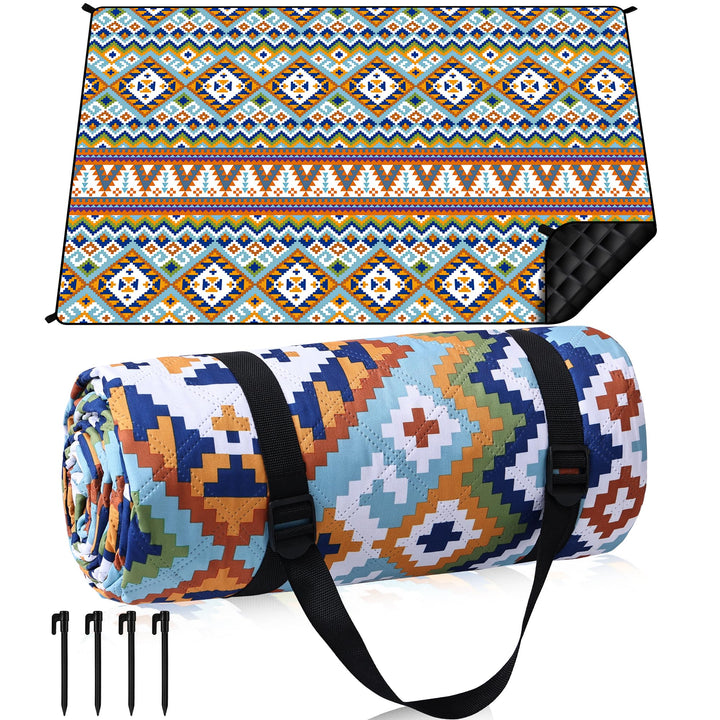 Gucass Boho Picknickdecke 200x300cm, Wasserdicht Stranddecke Sandfrei Strandmatte mit Tragegurt & 4X