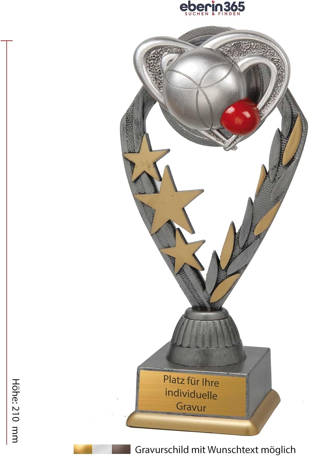 · Boule · Pétanque · Bosseln · Boccia · Pokale · Zielkugel & Boulekugeln · Ständertrophäe mit Herz a