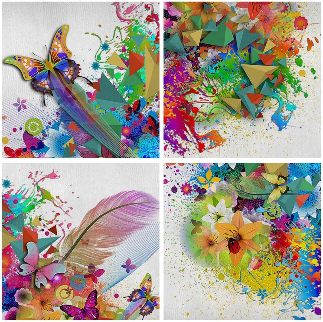 Bilder auf Leinwand Schmetterling Farbe Blume Komposition Leinwandbild 70x50cm Wandbilder Dekoration