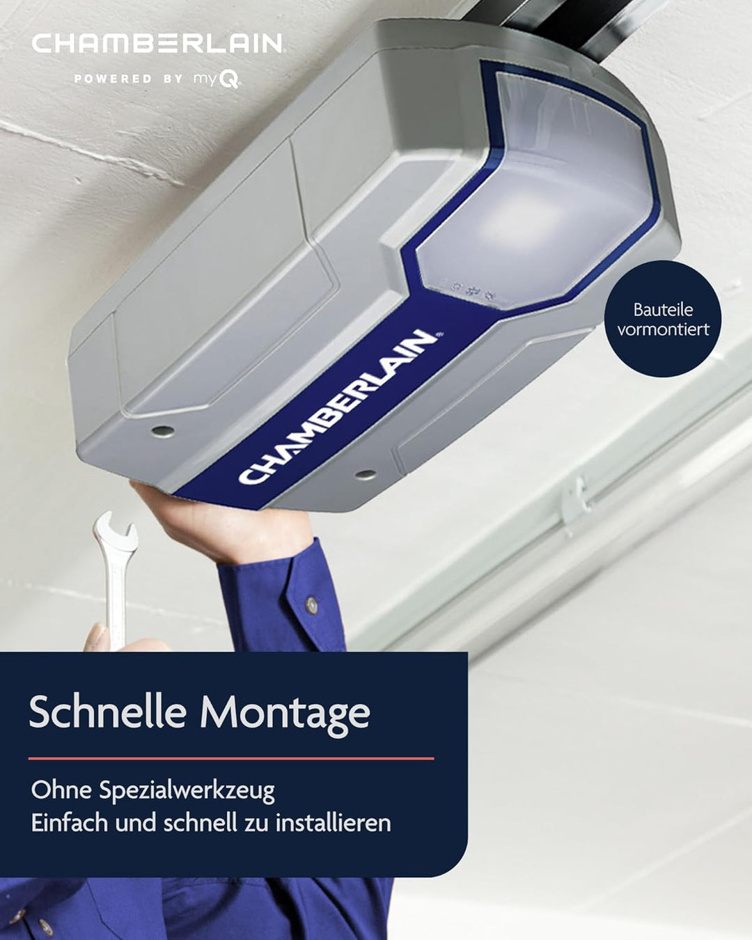 Chamberlain Garagentorantrieb Premium ML1000EV, 1 Garagentormotor, 2 Handsender, 1 kabelloser Funkwa